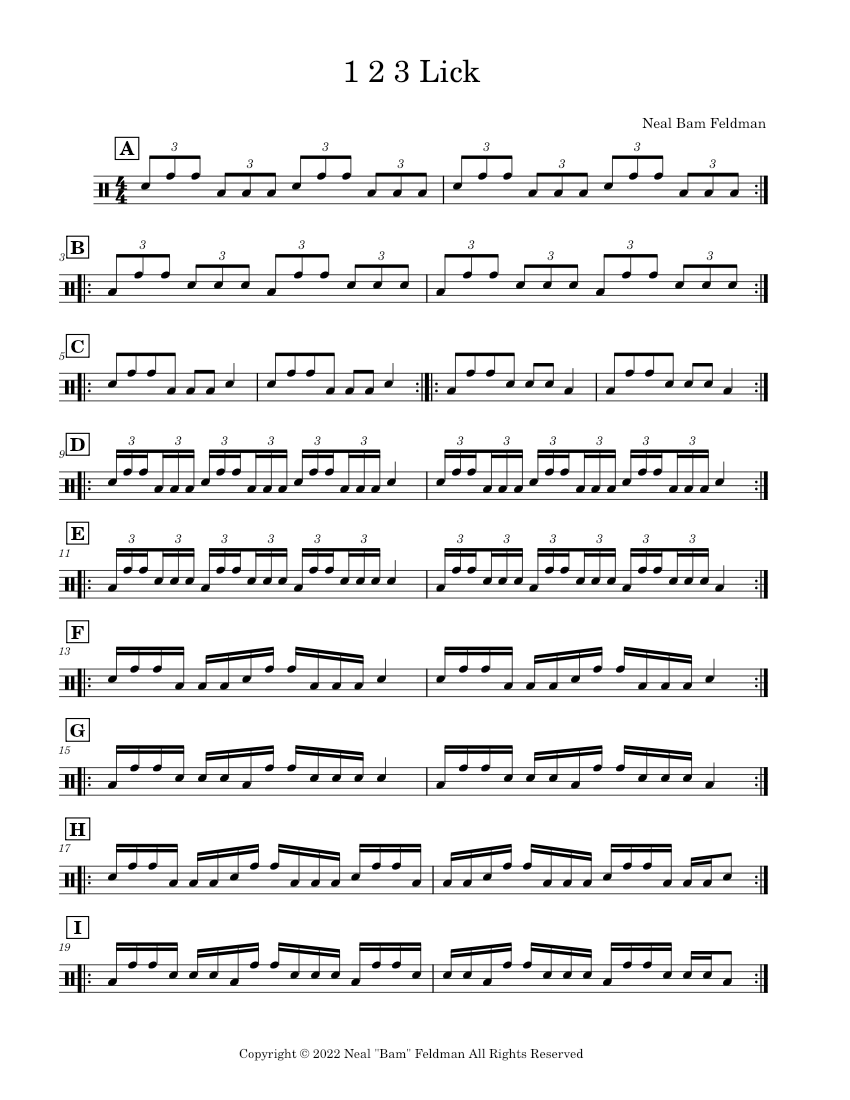 1 2 3 Lick Sheet music for Drum group (Solo)