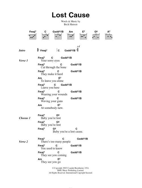 Lost Cause - Beck (Guitar Chords-Lyrics)
