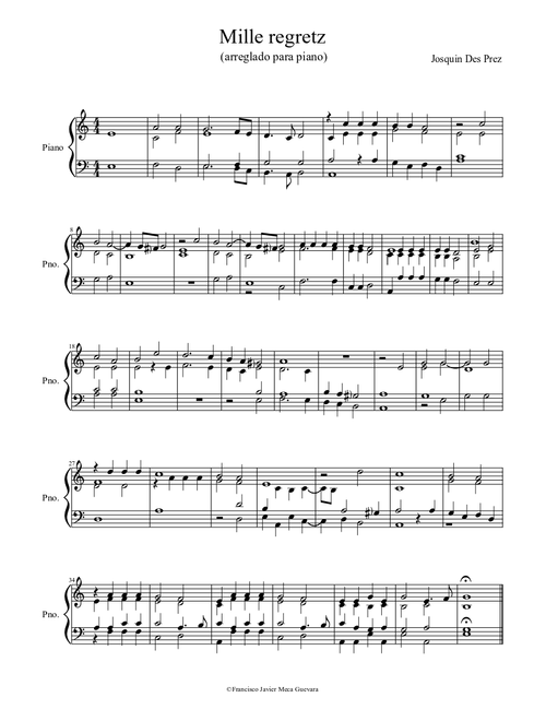 Mille regretz- Josquin Des Prez (arranged for piano)