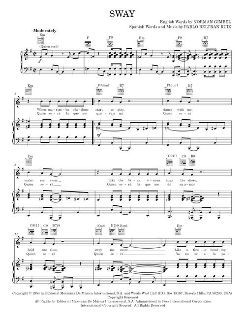 Sway (Quien Sera) - Dean Martin, Michael Buble (Piano-Vocal-Guitar)