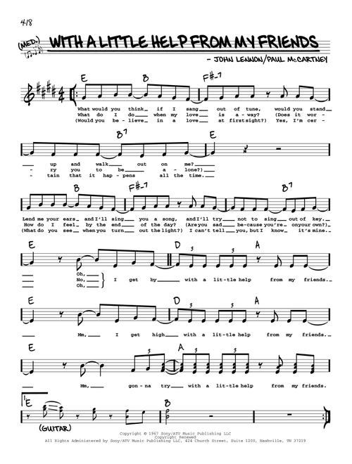 With A Little Help From My Friends - The Beatles, Joe Cocker (Real Book - Melody-Chords-Lyrics)