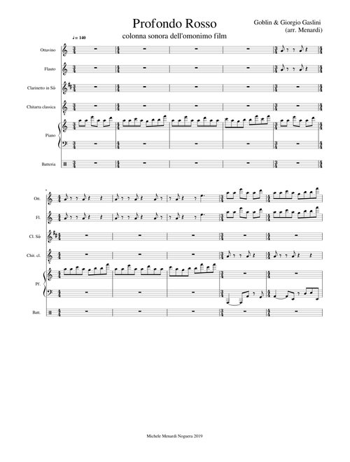 Profondo Rosso (piccolo, flute, clarinet, guitar, piano and drums)