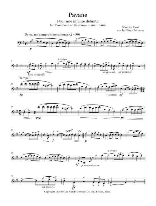 Pavane pour une infante défunte for Euphonium and Piano – Maurice Ravel