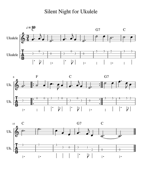 Silent Night for Ukulele