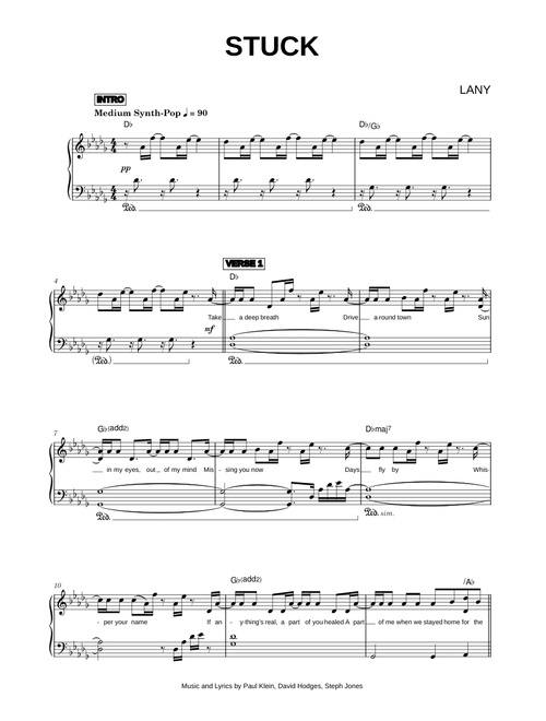 Stuck - LANY (Piano)