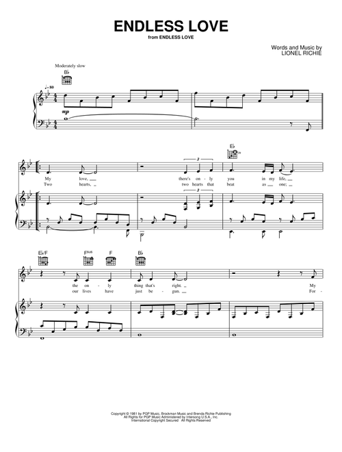 Endless Love - Diana Ross & Lionel Richie (Piano-Vocal-Guitar)