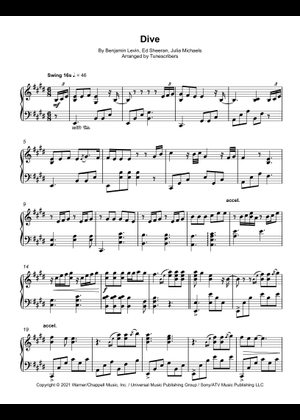 Play Official version of Dive Sheet Music by Ed Sheeran for Vocals