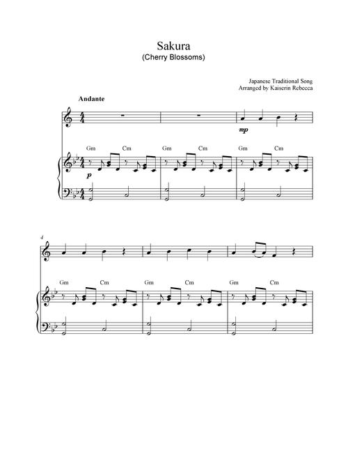 Sakura (Arr. Kaiserin Rebecca) - Traditional Japanese Song (Clarinet and Piano)