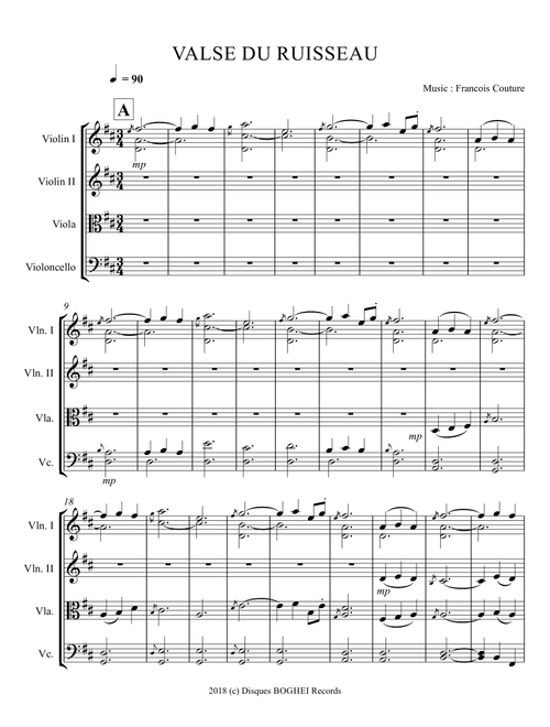 VALSE DU RUISSEAU - La Suite Fléchée - Francois Couture (String Quartet)