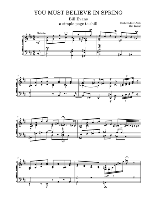 You must believe in spring – BILL EVANS - A Simple Page To Chill