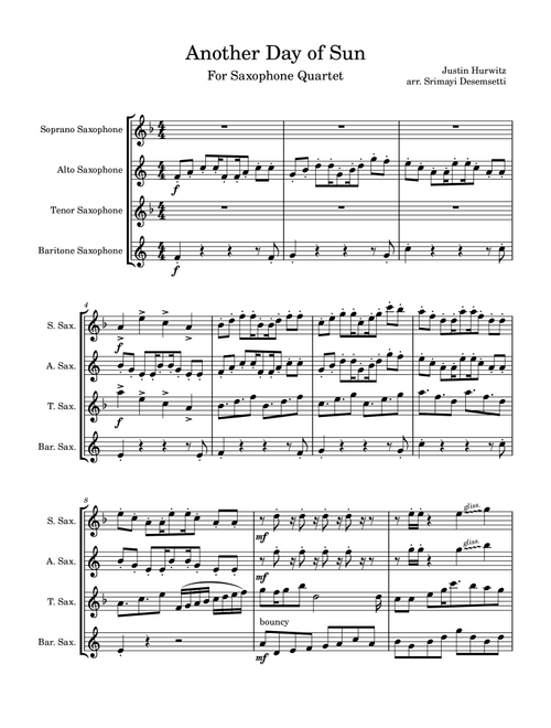 Another Day Of Sun (Arr. Srimayi Desemsetti) - La La Land Cast (Woodwind Ensemble)