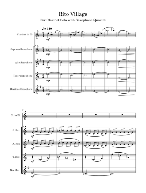 Rito Village - Solo Clarinet and Sax Quartet