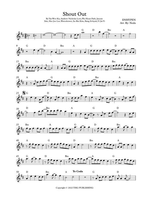 Shout Out (Arr. Arr. Neda) - Enhypen (Lead Sheet - Fake Book)