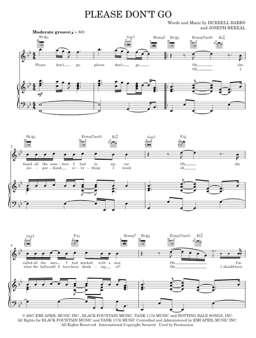Please Don't Go - shark tank (Piano-Vocal-Guitar)