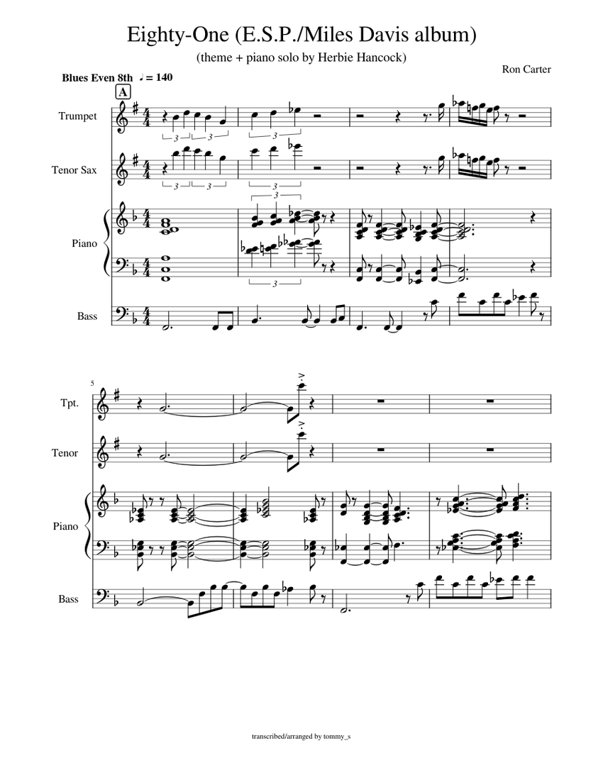 Eighty-One - Ron Carter (Herbie Hancock on piano) Sheet