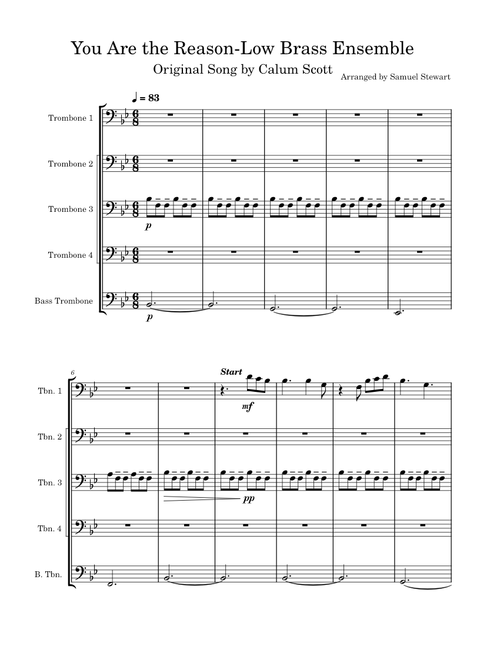 You are the reason – Calum Scott You Are the Reason-Low Brass Ensemble