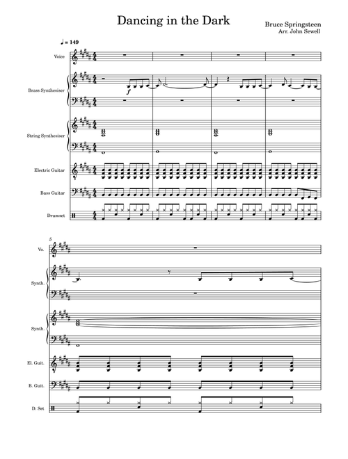 Dancing In The Dark (Arr. John Sewell) - Bruce Springsteen (Small Ensemble)