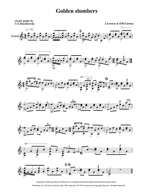 Golden Slumbers (Arr. Evgeny Shushkovsky) - The Beatles (Solo Guitar)