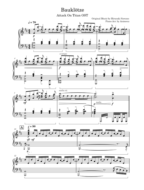 Attack on titan - bauklötze – Misc Cartoons (Animenz arr.) - Hiroyuki Sawano - Bauklotze