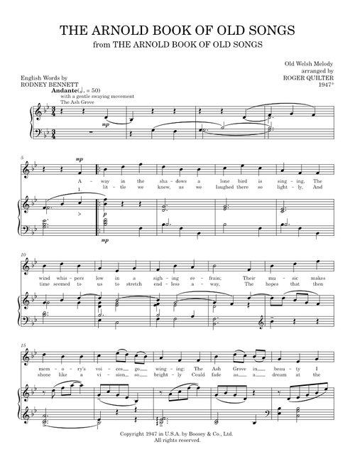 The Ash Grove - Old Welsh Melody (Piano Vocal)