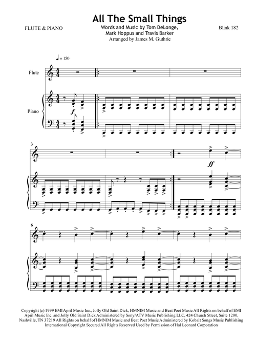 All The Small Things (Arr. James M. Guthrie, ASCAP) - Blink 182 (Flute and Piano)