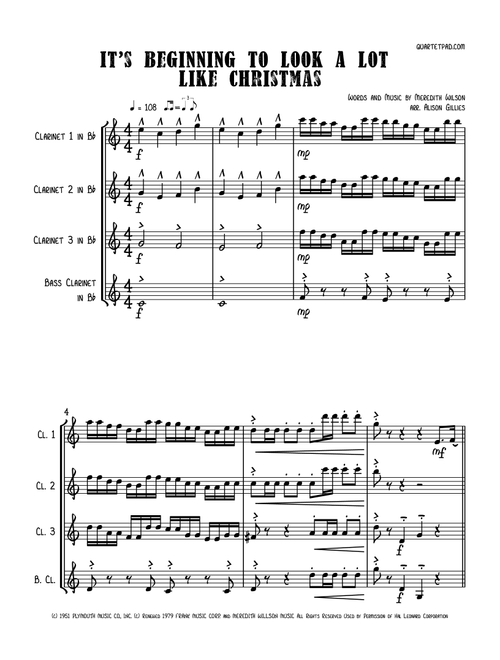 It's Beginning To Look Like Christmas (Arr. Alison Gillies) - Meredith Willson (Woodwind Ensemble)