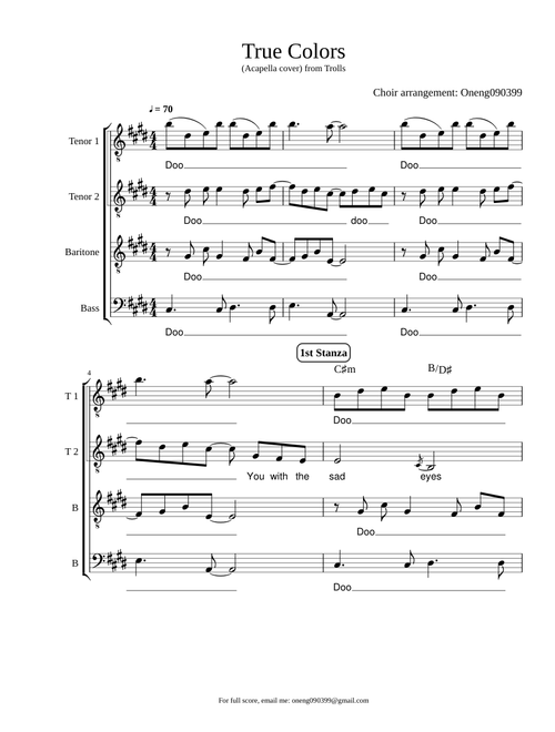 True Colors (SATB)