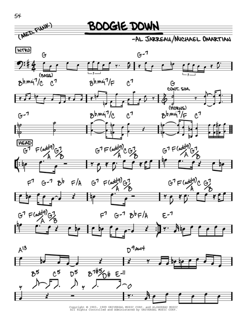 Boogie Down - Al Jarreau, Michael Omartian (Real Book - Melody-Chords)