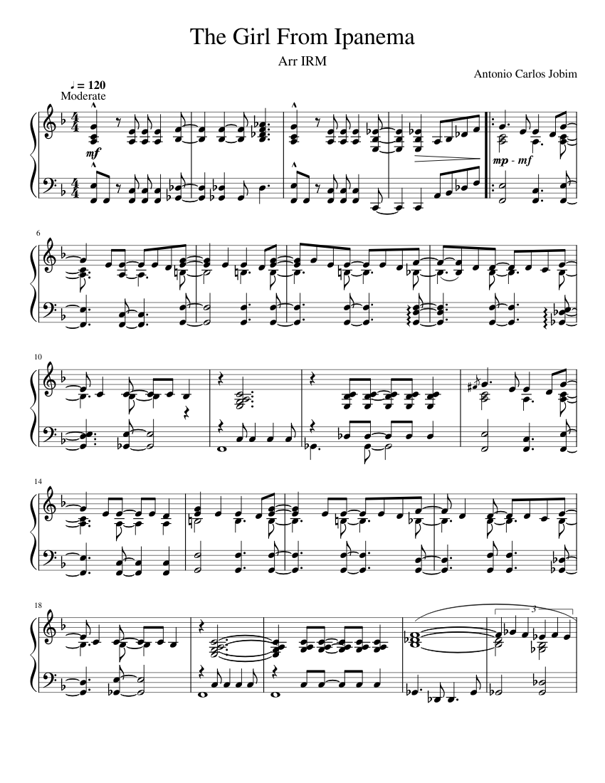 The girl from Ipanema Sheet Music for Piano (Solo) | MuseScore.com