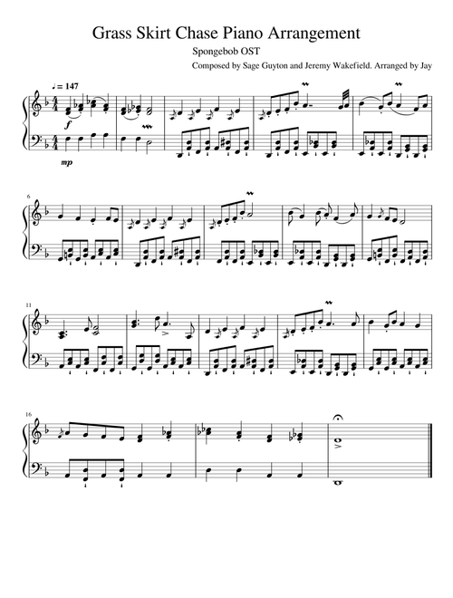 Grass Skirt Chase Piano Arrangement