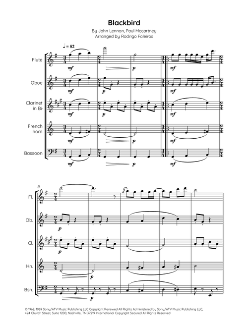 Blackbird (Arr. Rodrigo Faleiros) - The Beatles (Woodwind Ensemble)