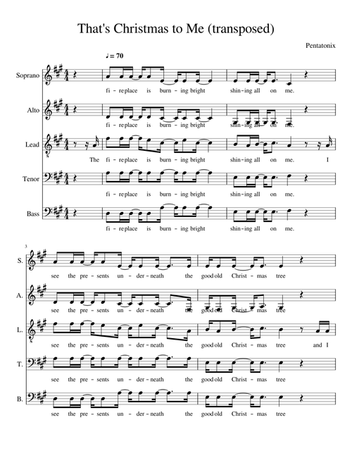 "That's Christmas to Me" by Pentatonix (transposed)