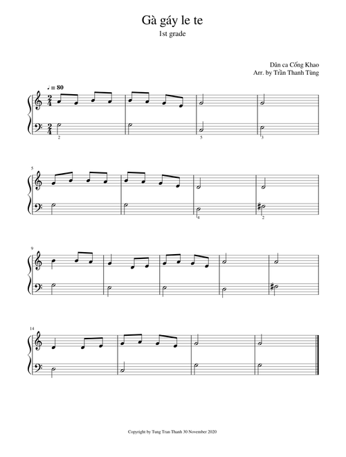 Gà gáy le te-Piano-1st grade-TTT
