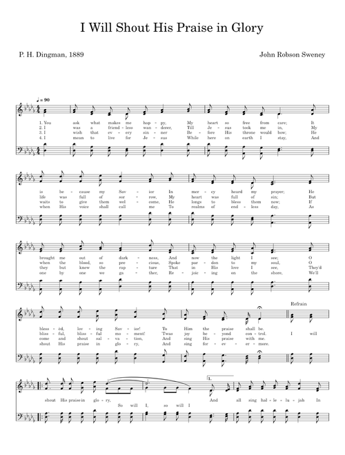I Will Shout His Praise in Glory - John Robson Sweney