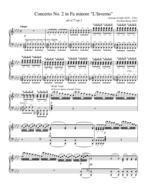 Vivaldi - Violin Concerto in F minor, Op. 8, No. 4, RV. 297 "Winter" for Solo Piano – raiabryan12