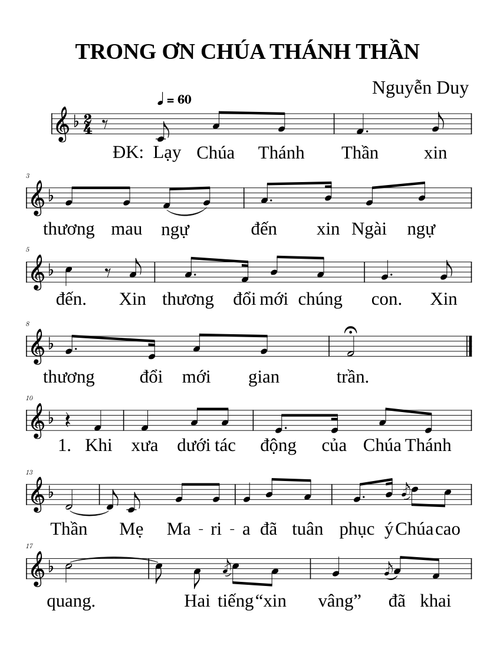 TRONG ƠN CHÚA THÁNH THẦN