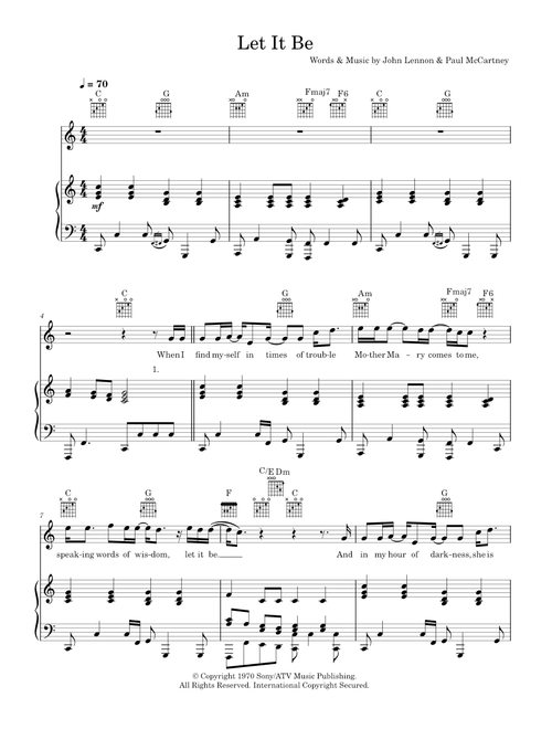 Let it be - The Beatles (Piano-Vocal-Guitar (Piano Accompaniment))