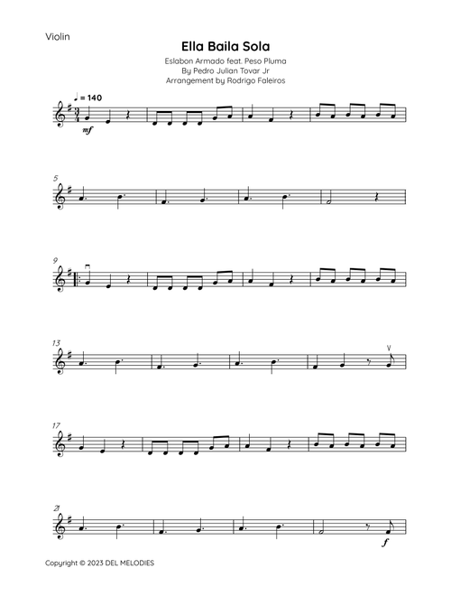 Ella Baila Sola (Arr. Rodrigo Faleiros) - Pedro Julian Tovar Jr (Violin Solo)