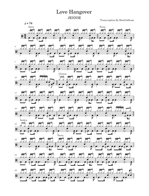 Love Hangover - JENNIE / Drum Sheet Music