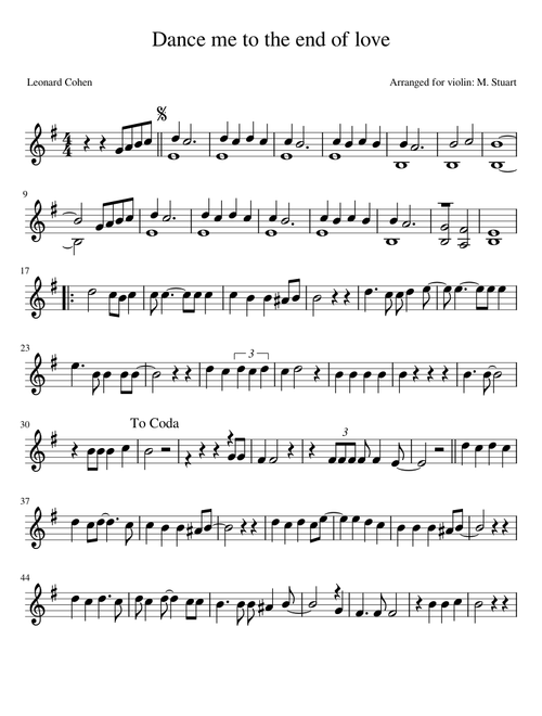 Dance Me To The End Of Love – Leonard Cohen - for violin