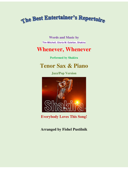 Whenever, Wherever (Arr. Fishel Pustilnik) - Shakira (Instrumental Duet and Piano)