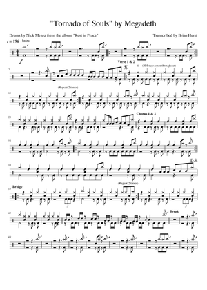 Tornado of souls – Megadeth Sheet Music for Piano (Solo