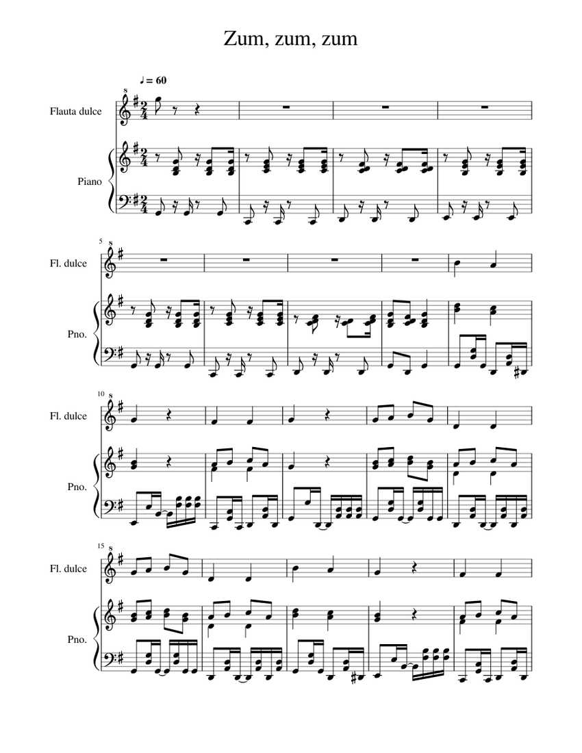 ZumZumZumFl2 Sheet music for Piano, Recorder (Solo ZumZumZumFl2 Sheet music for Piano, Recorder (Solo