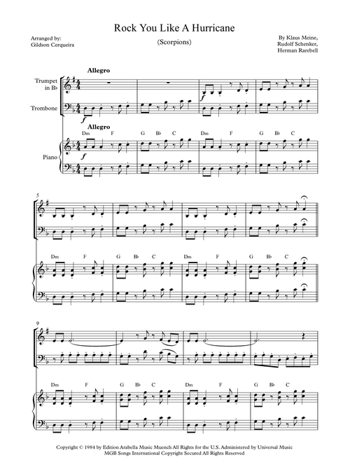 Rock You Like A Hurricane (Arr. Gildson Cerqueira) - Scorpions (Instrumental Duet and Piano)
