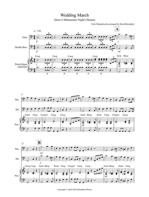 Wedding March (from A Midsummer Night's Dream) for Tuba and Double Bass Duet (Arr. David Burndrett) - Felix Mendelssohn (Instrumental Duet)