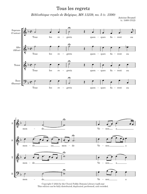 Tous les regretz - Antoine Brumel