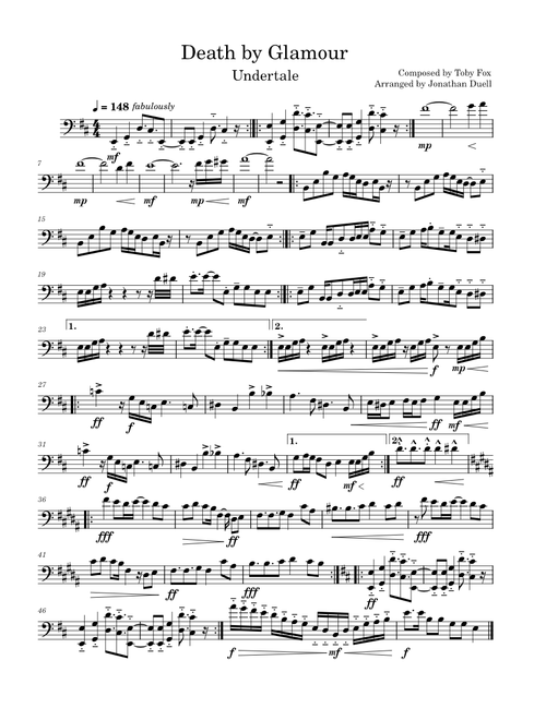 Death by Glamour – Toby Fox – Undertale OST: 068 for Cello Solo