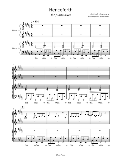Henceforth – Orangestar (for piano duet)