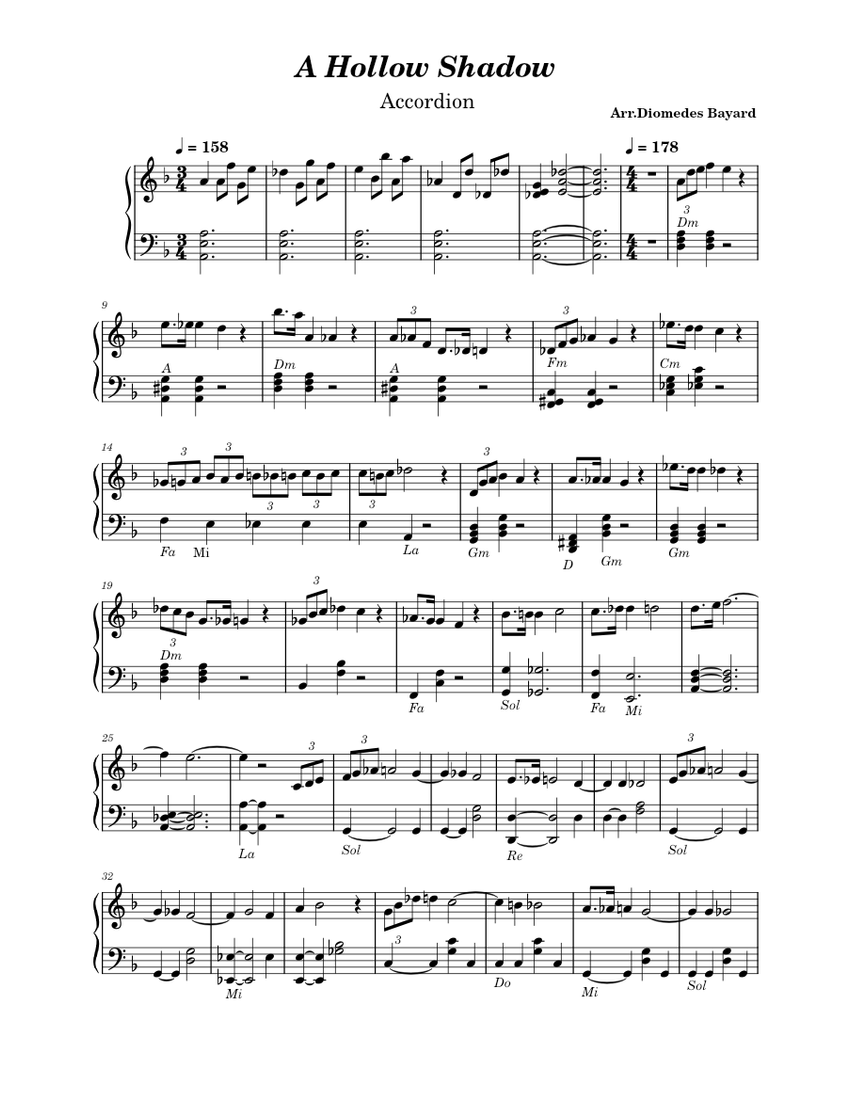 A hollow shadow – Shadows House |Accordion Sheet Music for