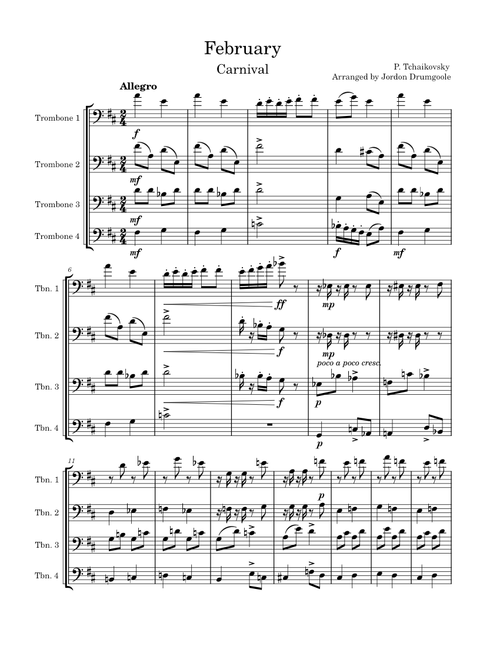 February from "The Seasons" for Trombone Quartet